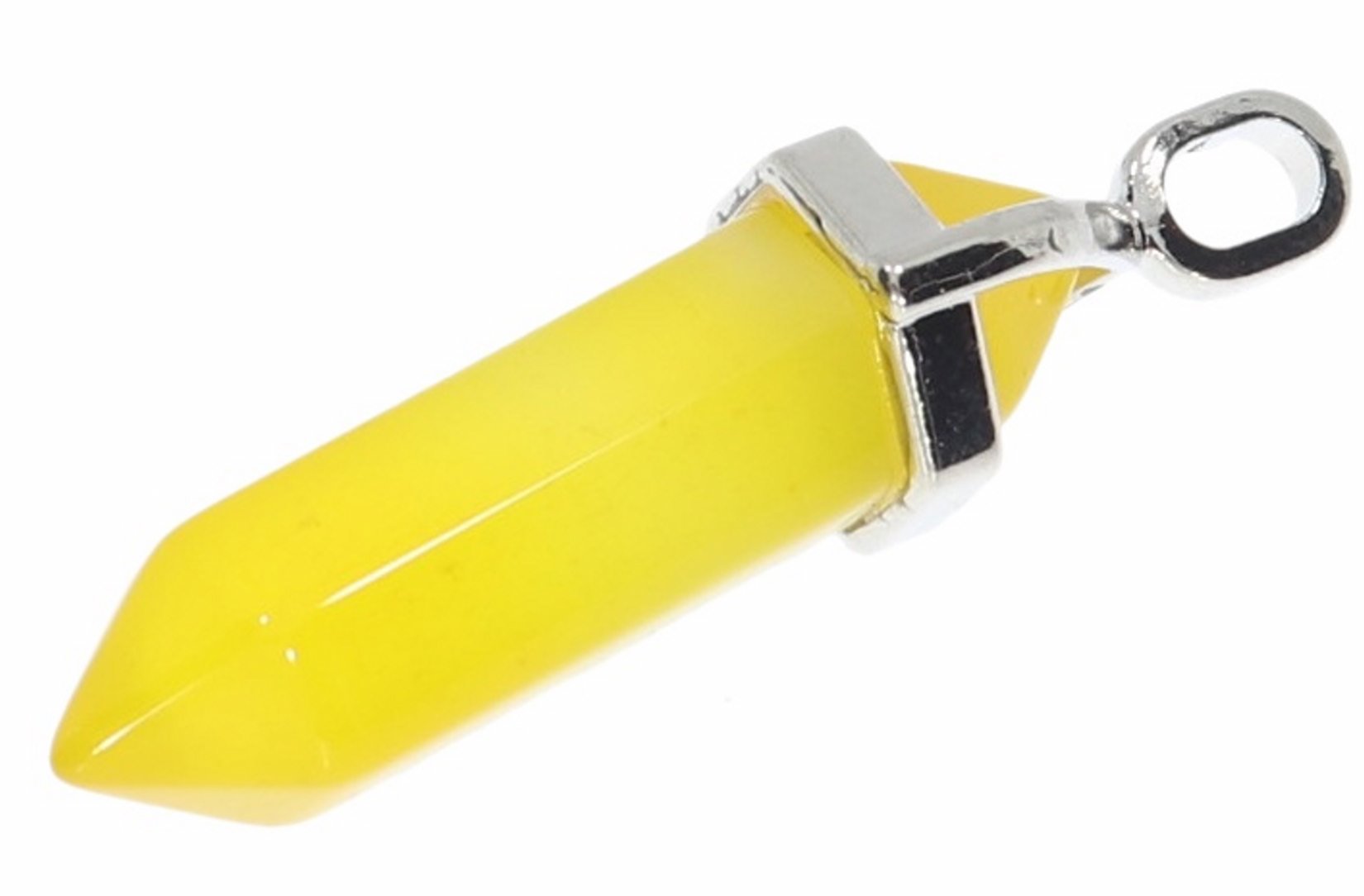 Achat gelb Doppelspitze Schmuck Anhänger Öse Silber farben 40x11mm - HS1352