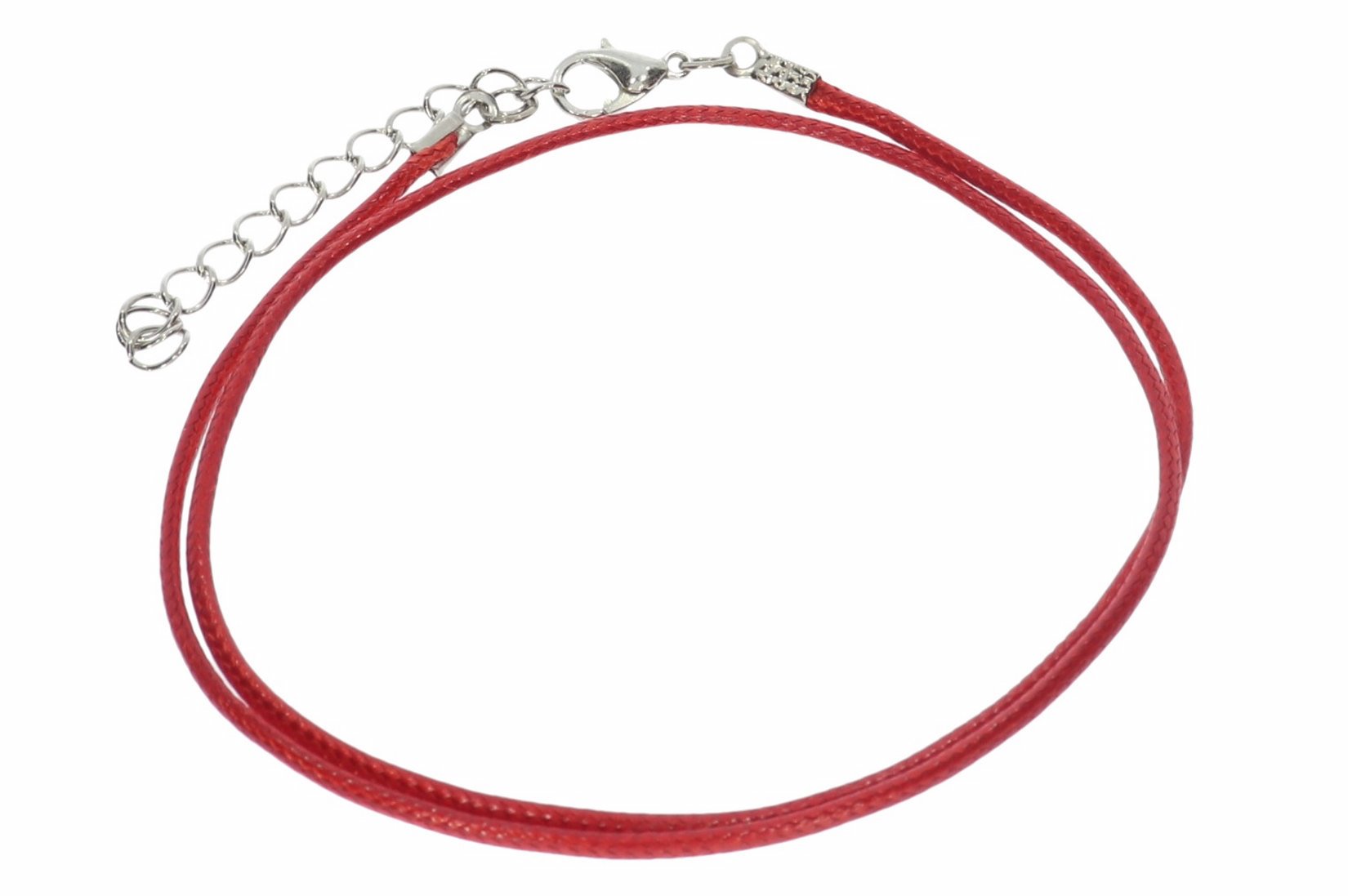 Rot - Baumwollband Halskette mit Edelstahl Karabiner 45-50cm - A241E