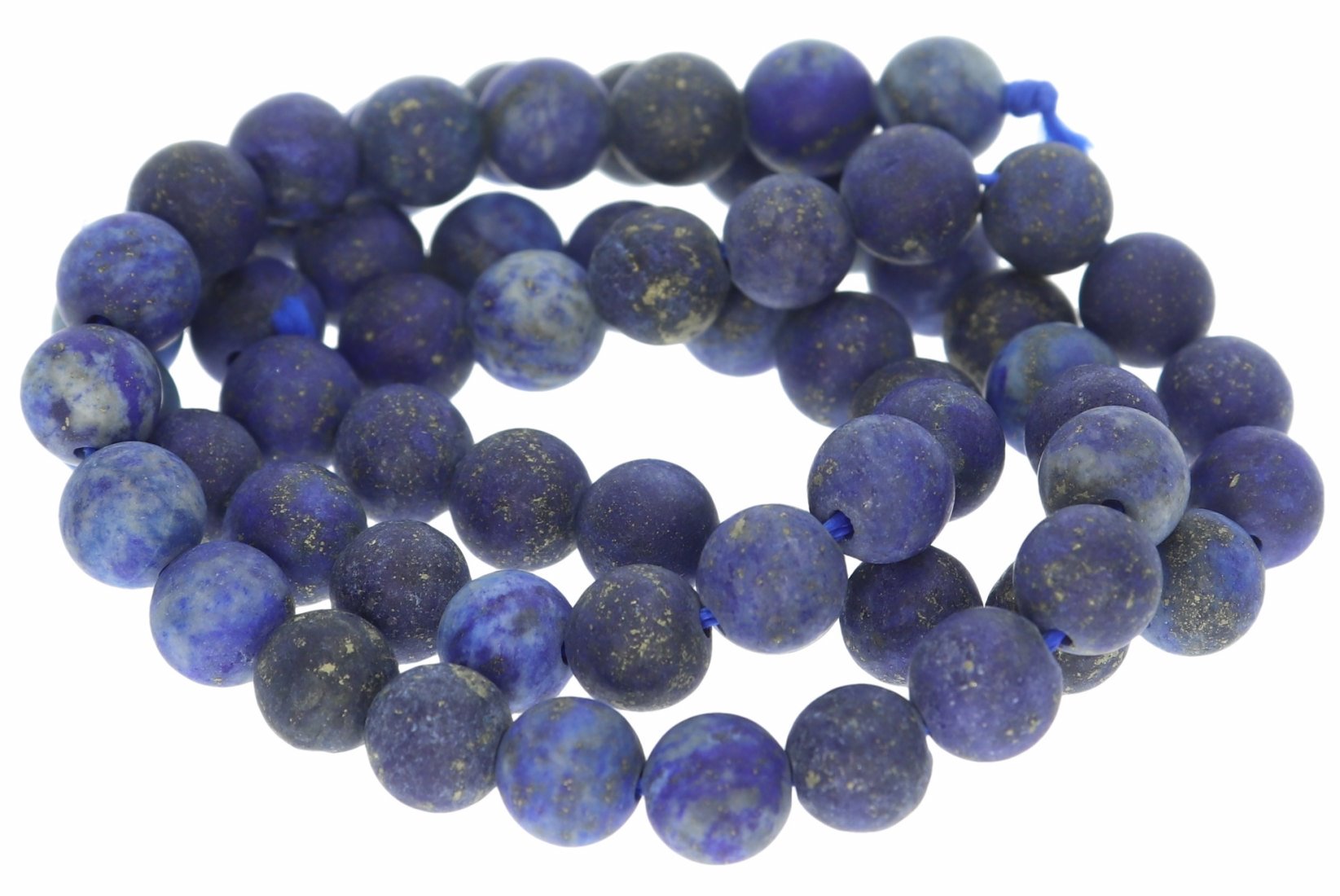 6S170 Lapis Lazuli frosted 6mm Strang Mineralien Edelstein