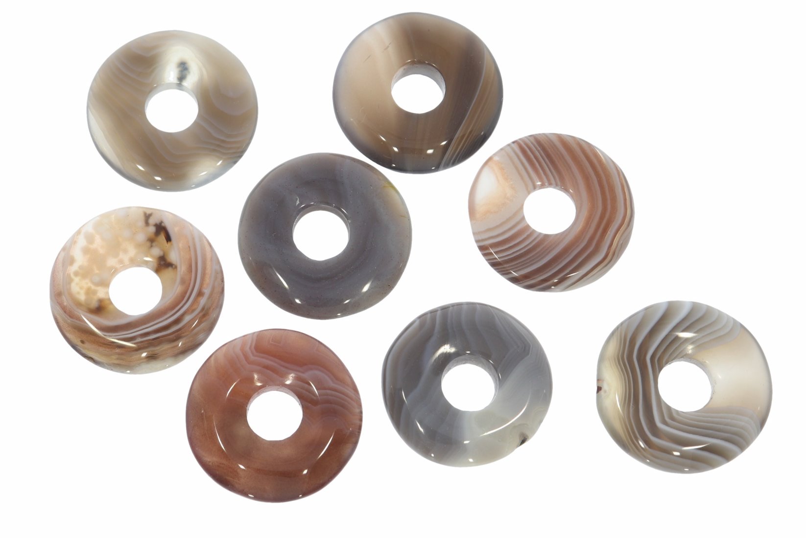 Bodswana Achat Donut Schmuck Anhänger 20mm & Donut Halter Silber HS1572