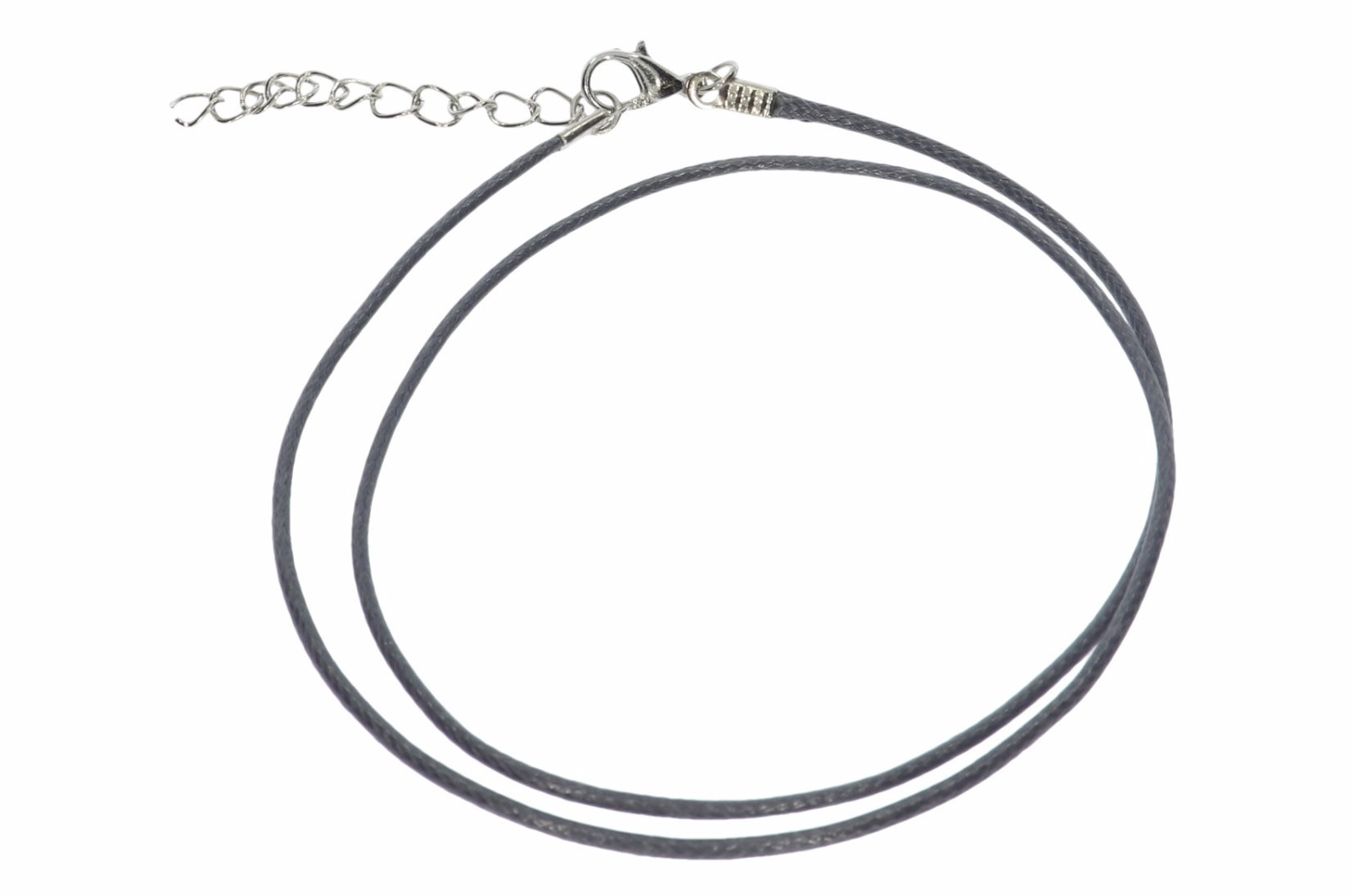 Grau  - Baumwollband Halskette mit Edelstahl Karabiner 45-50cm - A240A