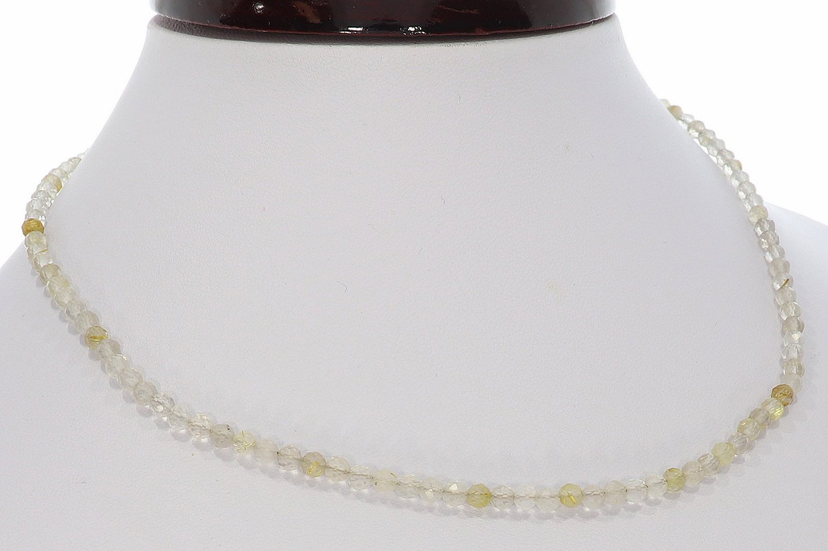 Rutil Kugel Halskette facettiert Silber farben 4mm - 40-45cm Kettenverlängerer KK309