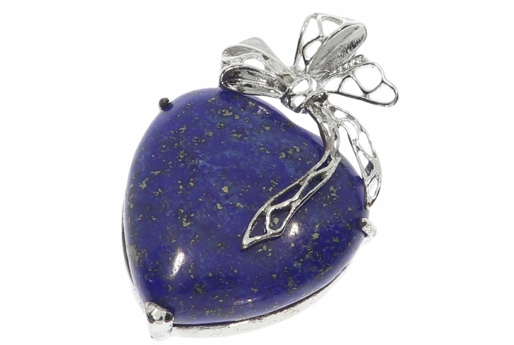 Lapis Lazuli Herz Schmuck Anhänger Öse silber farben 47x32mm HS715