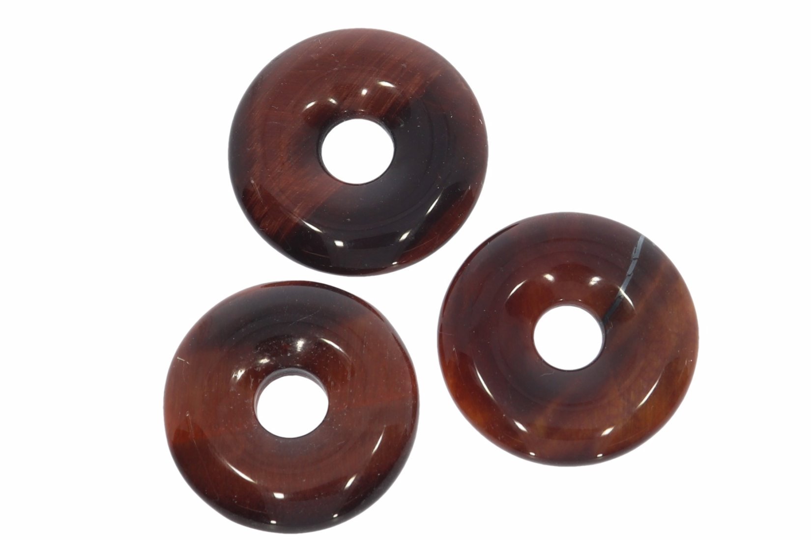 Tigerauge rot Donut Schmuck Anhänger 20mm & Donut Halter Silber HS1597