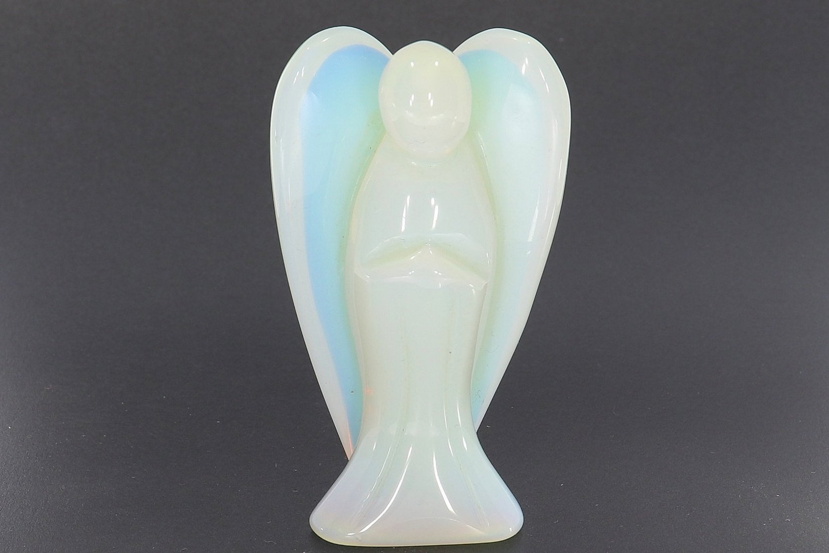 Unikat Schutzengel Engel Gravur Statue Opal glas opalith 75mm - 39865