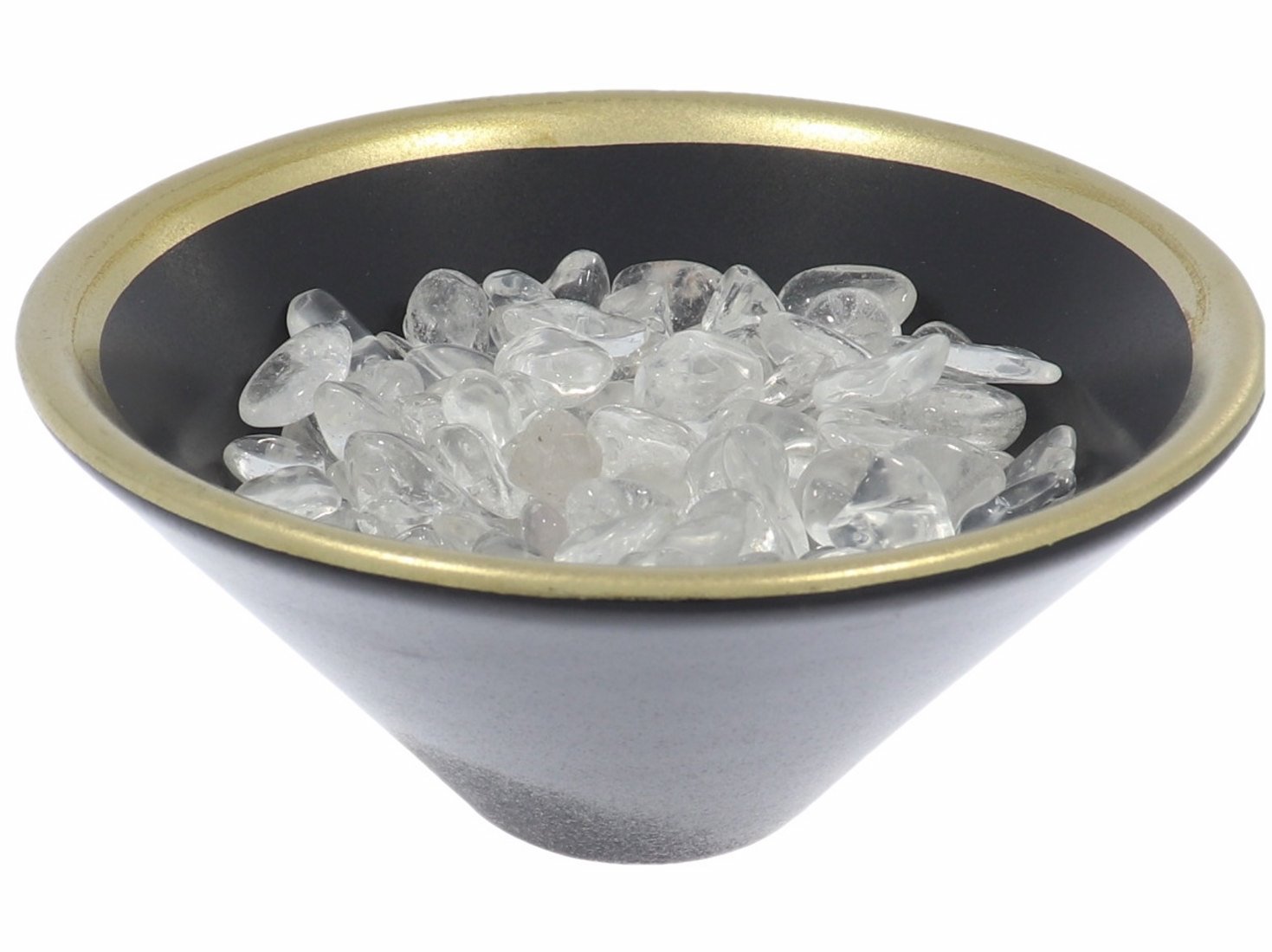100mm Schale Keramik - Goldrand - Hämatit Bergkristall Amethyst Chips Be- und Entladen