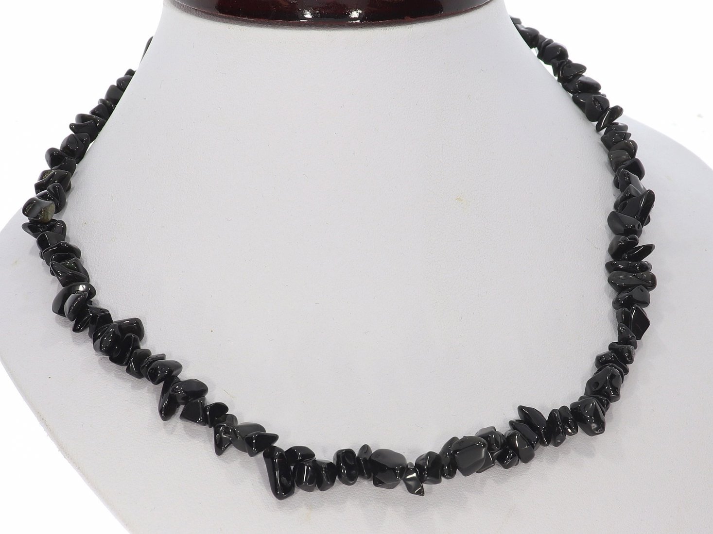 Obsidian schwarz Splitter Schmuck Halskette mit Silber Karabiner 45cm SP1063