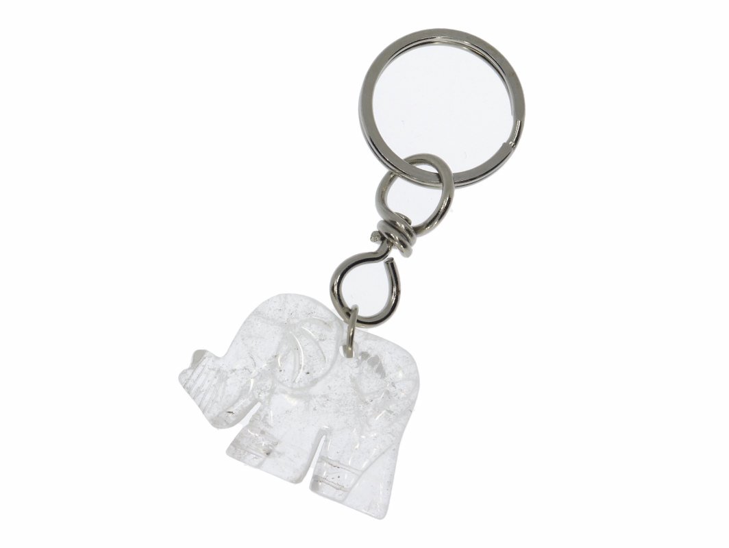 Elefant Schlüssel Anhänger aus Bergkristall 40x30 Silber HS640