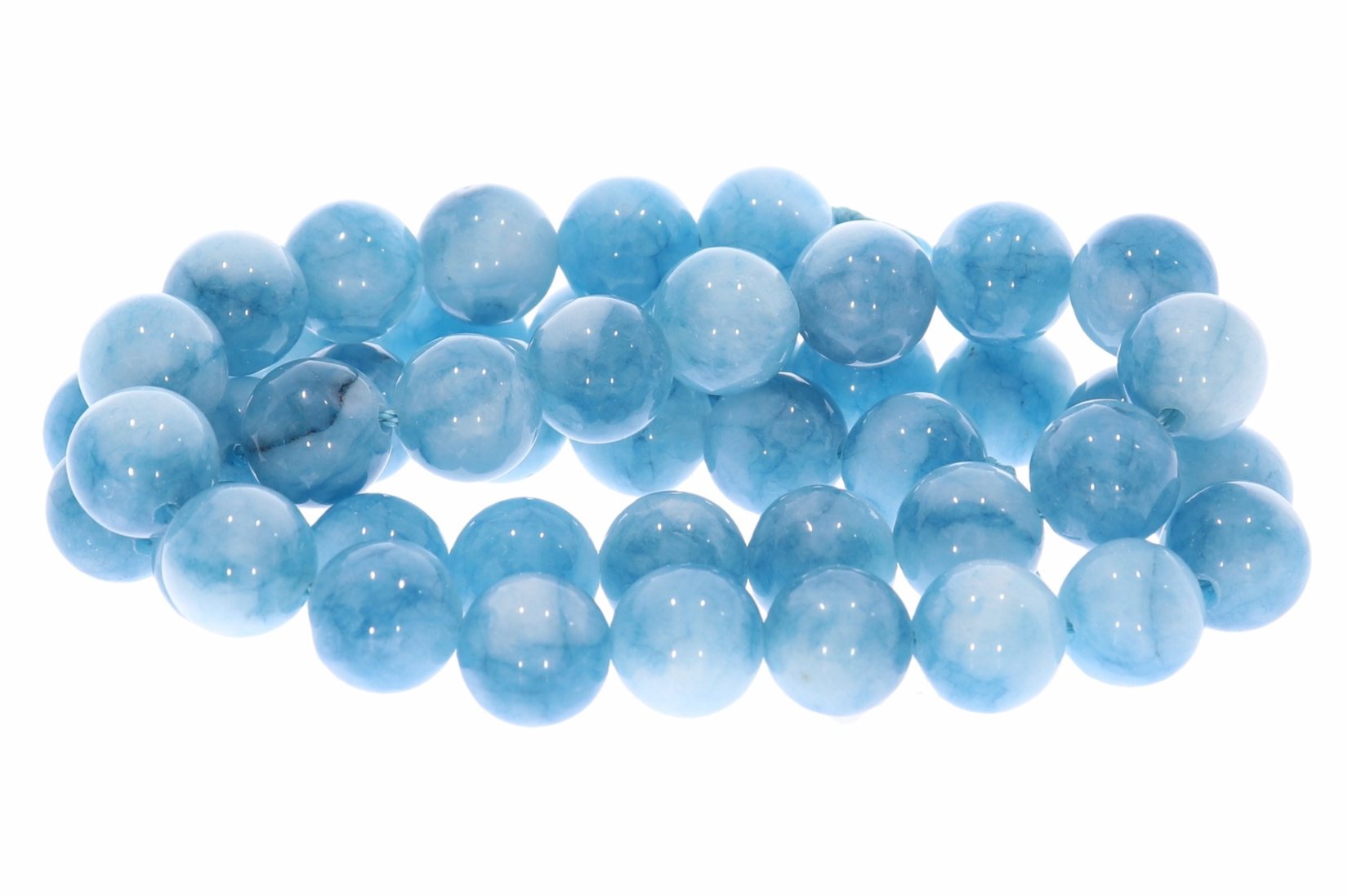 8S248 - Mashan Jade blau gefleckt 8mm Kugel Strang Mineralien Edelstein