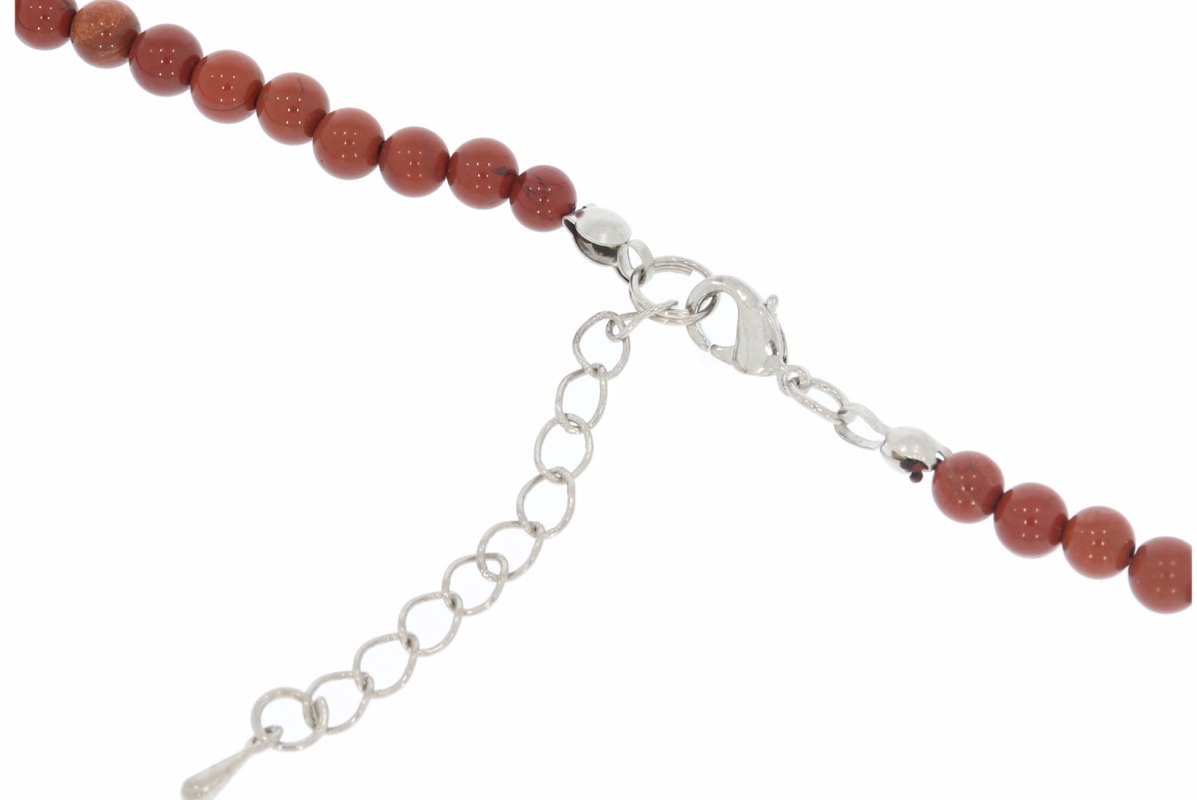 Jaspis rot Kugel Halskette silber farben 4mm/ 45-48cm Kettenverlängerung KK247