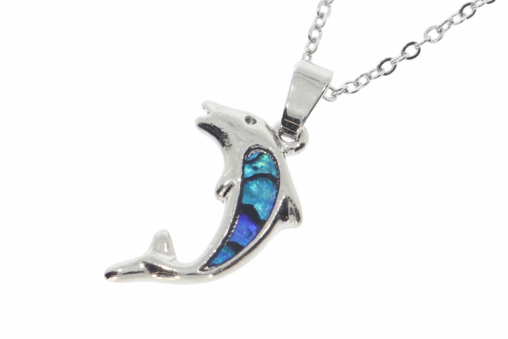 Ocean Jewels - Paua Muschel Fisch Anhänger 28x14mm mit Silber Halskette PM123