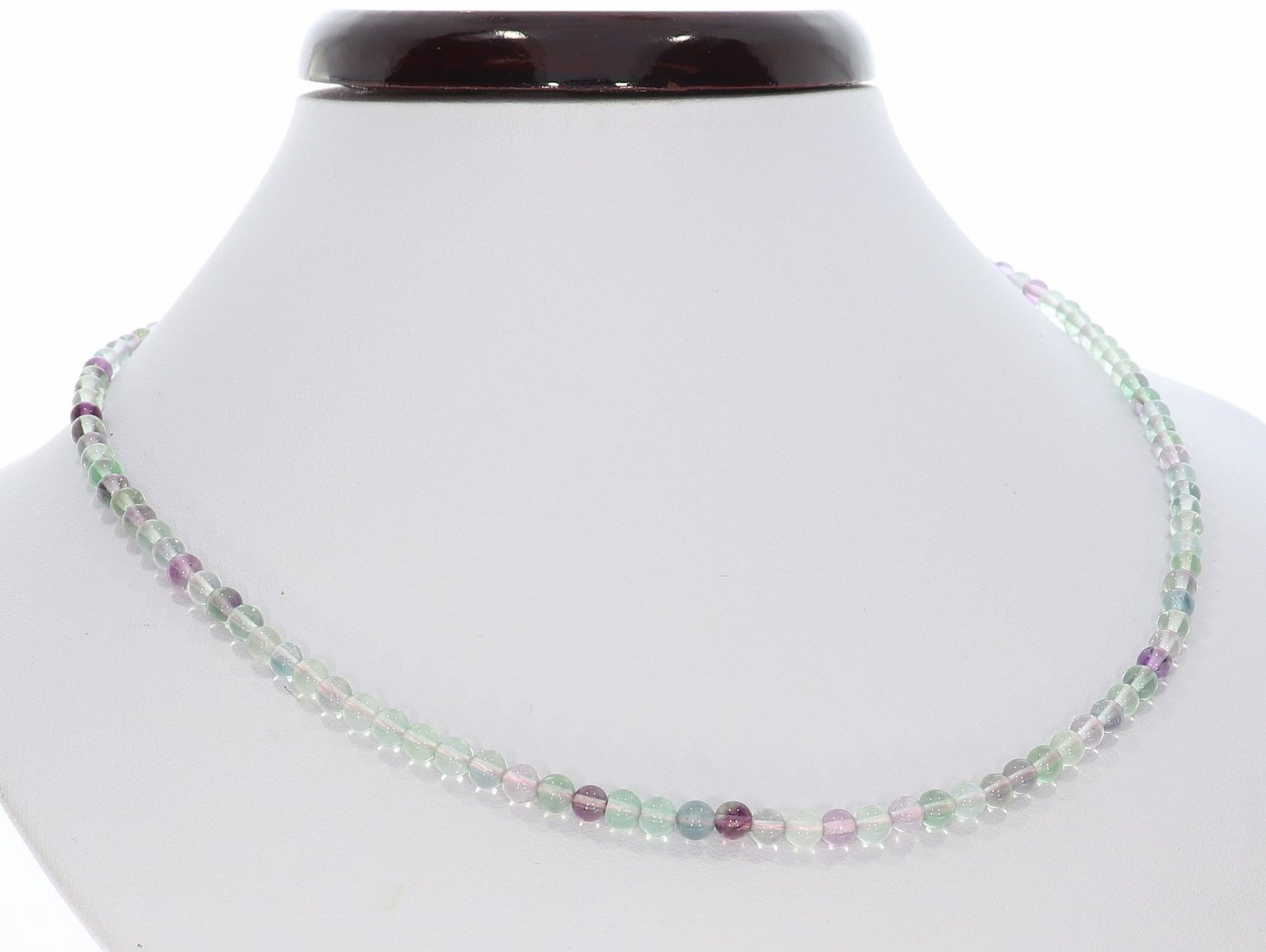 Regenbogen Fluorit Kugel Halskette silber farben 4mm/ 45-48cm Kettenverlängerung KK240