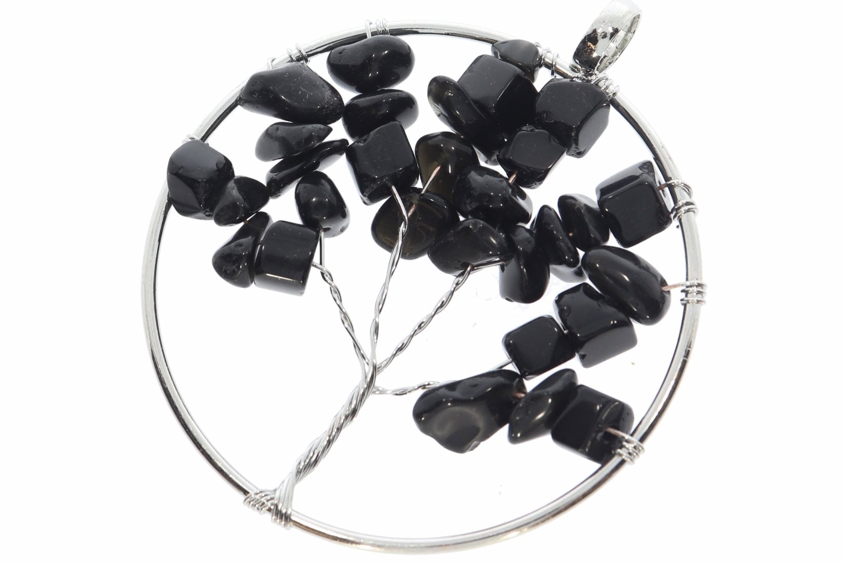 Obsidian Baum des Lebens Lebensbaum Anhänger silber farben A218A