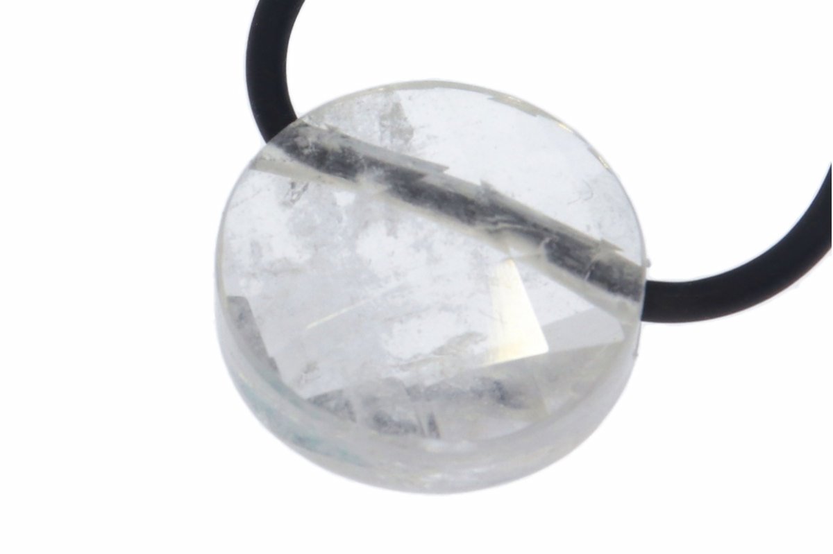 Faccetierter Bergkristall Kreis Schmuck Anhänger gebohrt 20x20mm HS549