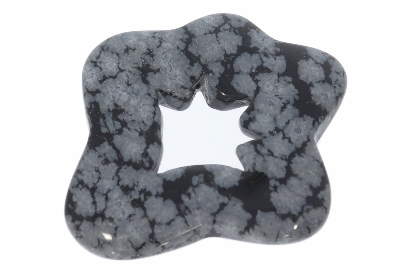 UNIKAT - Schneeflocken Obsidian Blume Schmuck Edelstein Anhänger 48x45mm - 31907
