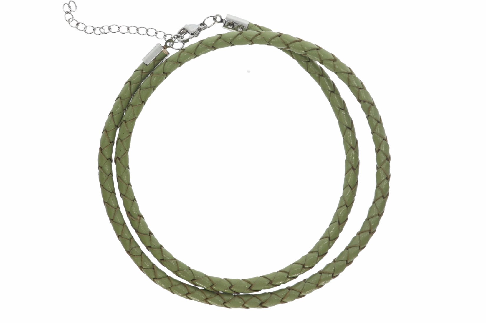 Bola Lederband grün 4mm Halskette & Silber Karabiner Größe 38-100cm - LA03