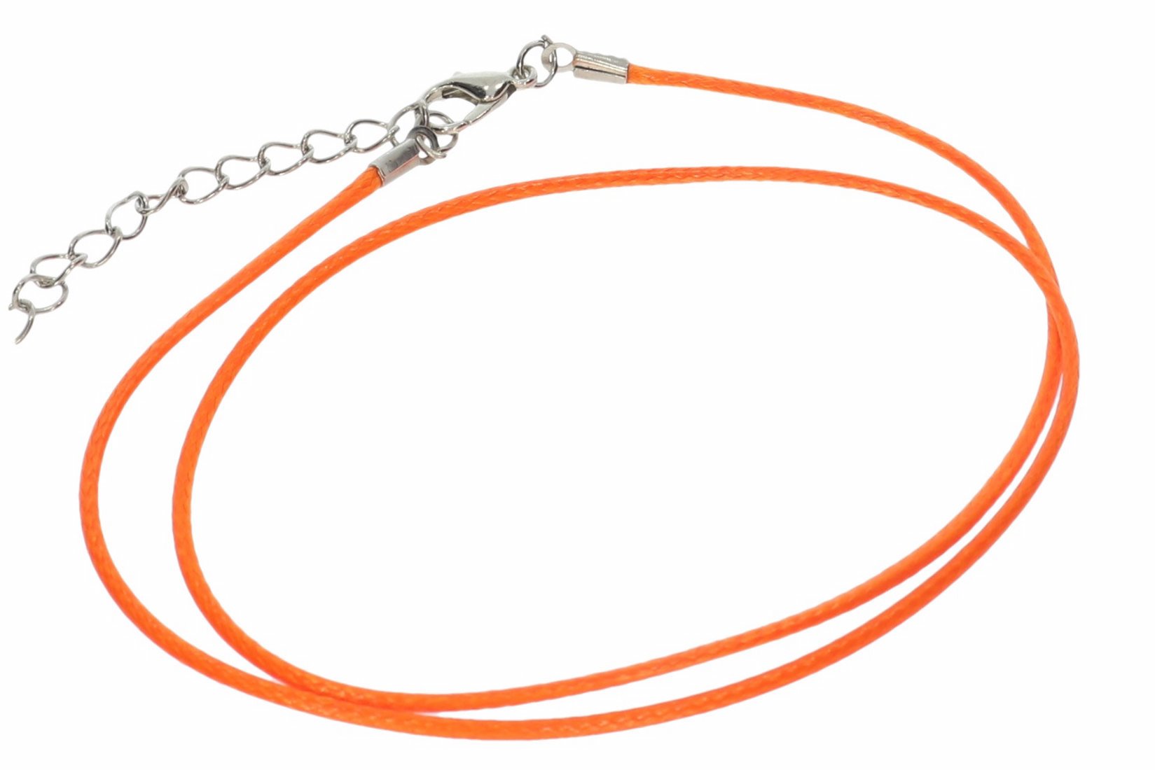 Orange - Baumwollband Halskette mit Edelstahl Karabiner 45-50cm - A240D