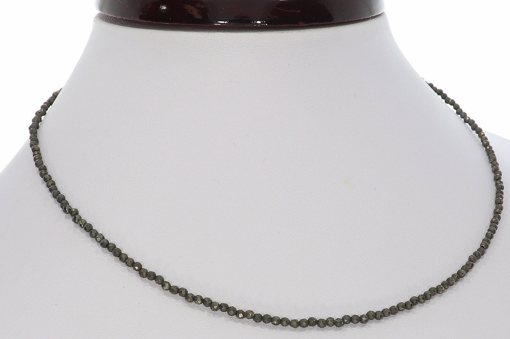 Pyrit Kugel Halskette facettiert Silber farben 2mm - 40-45cm Kettenverlängerer KK300