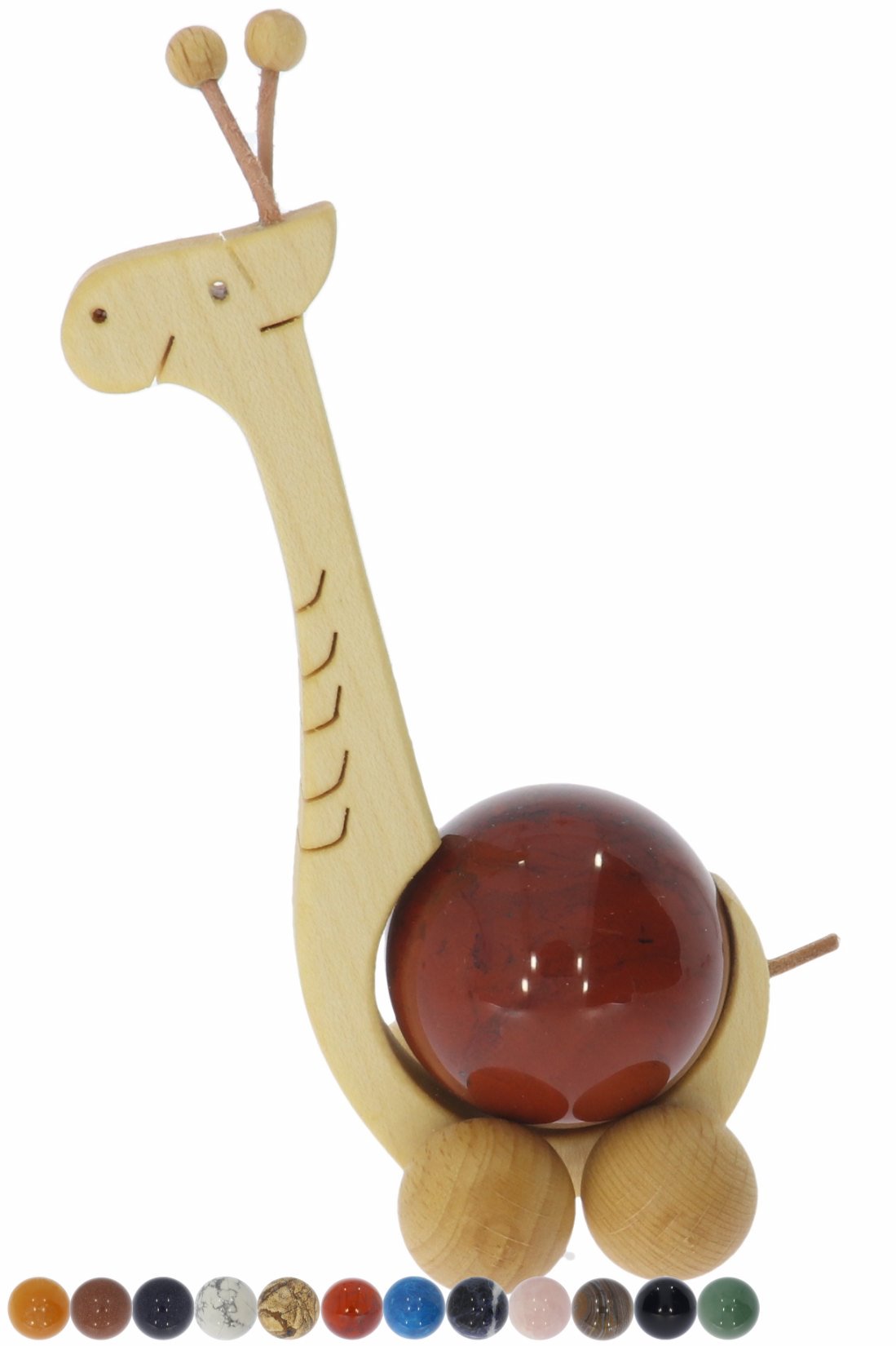 Giraffe Rolltier Edelstein Kugel 40mm - Größe 60x140x50mm - Steinsorte nach Wahl