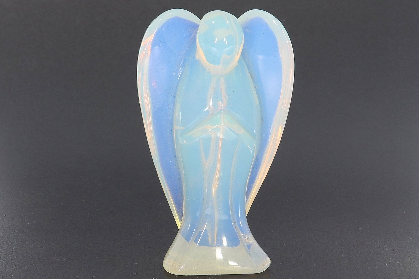 Unikat Schutzengel Engel Gravur Statue Opal glas opalith 75mm - 39863