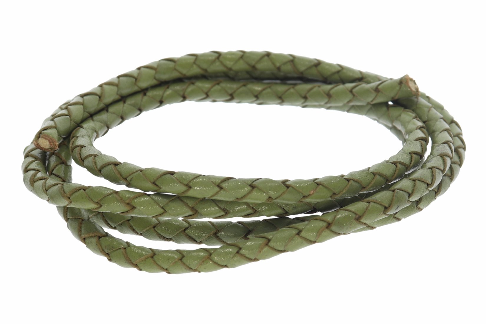 geflochtenes Lederband olive 4.0mm Ø 100cm - BL3 Lederbänder Lederriemen Lederschnur