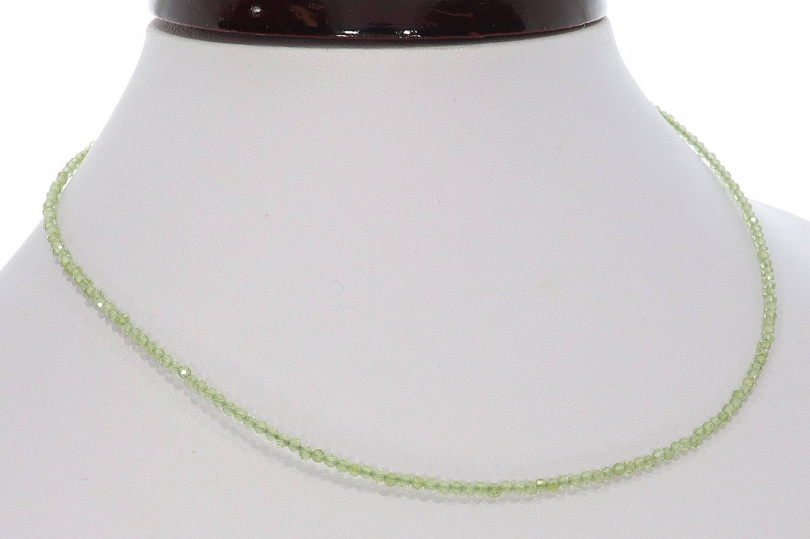 Peridot Kugel Halskette facettiert Silber farben 2mm - 40-45cm Kettenverlängerer KK307