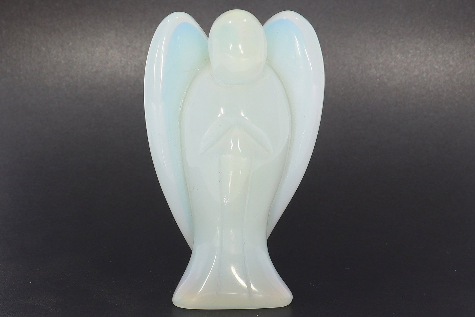Unikat Schutzengel Engel Gravur Statue Opal glas opalith 75mm - 39685