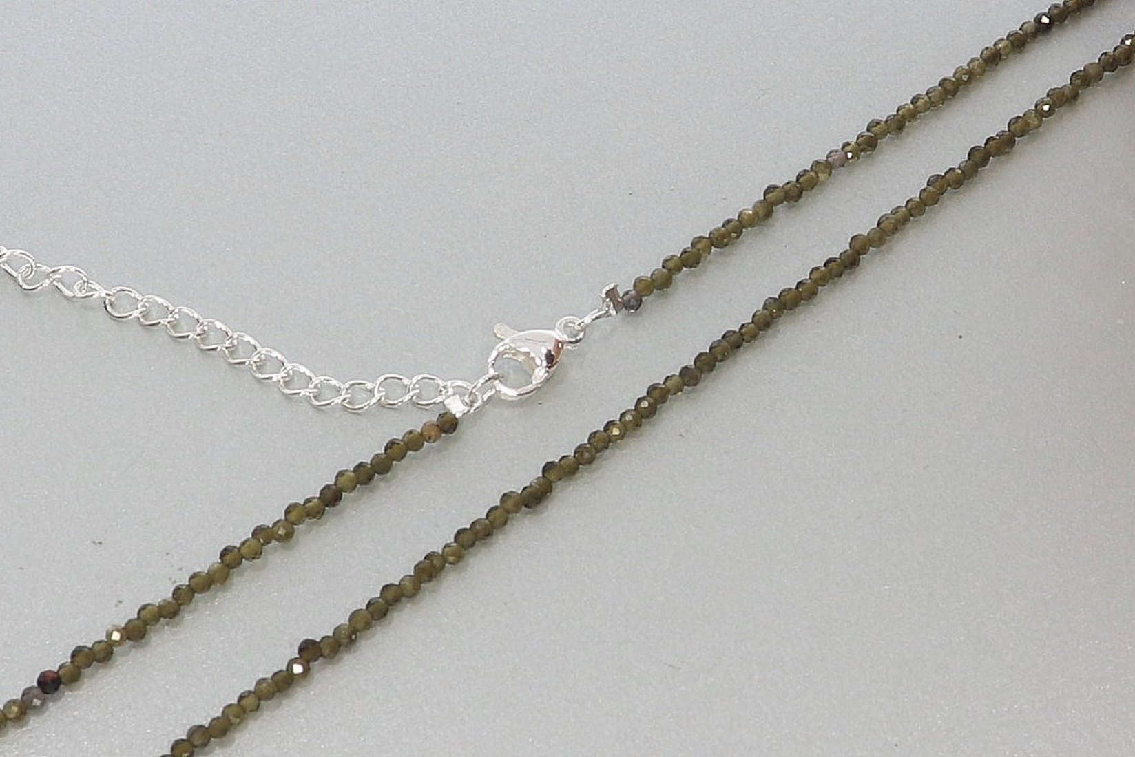 Gold Obsidian Kugel Halskette facettiert Silber farben 2mm - 40-45cm Kettenverlängerer KK301