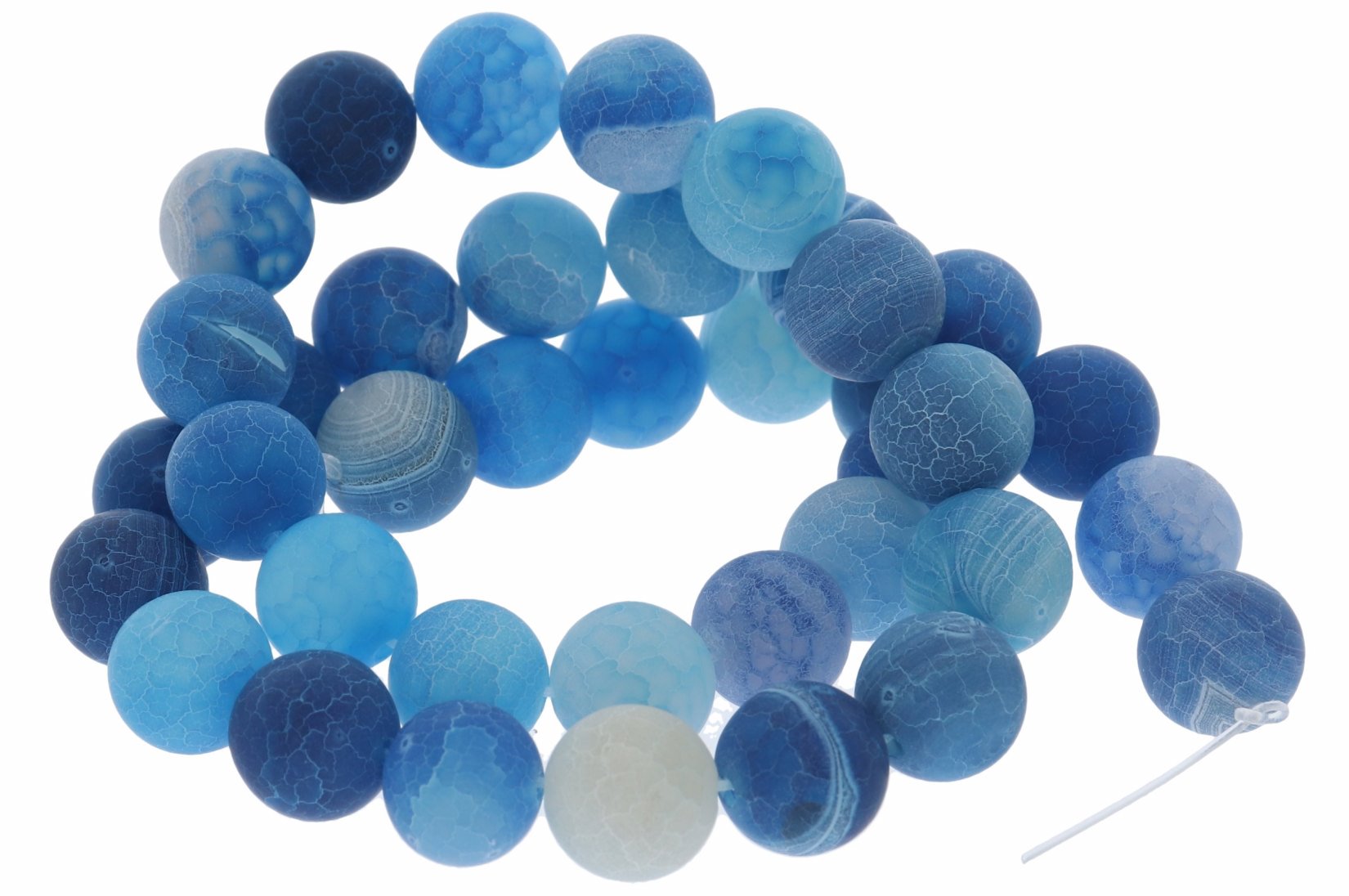 10S116 - Achat blau matt Strang Mineralien Edelstein