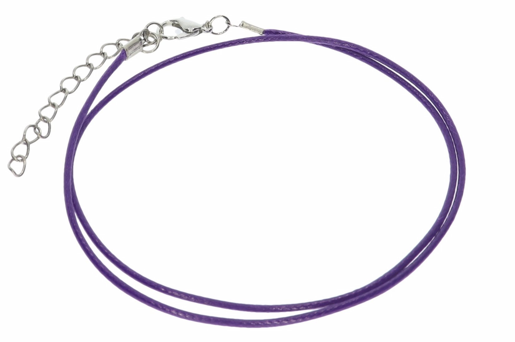 Violett - Baumwollband Halskette mit Edelstahl Karabiner 45-50cm - A241B