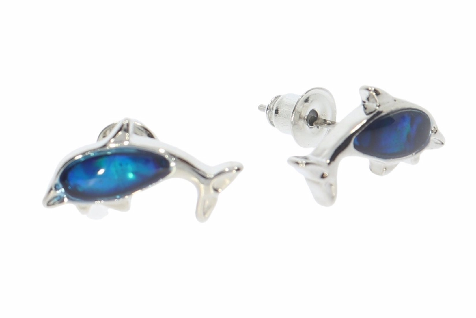 Ocean Jewels - Paua Muschel Delphin Ohrstecker mit Silber PM108