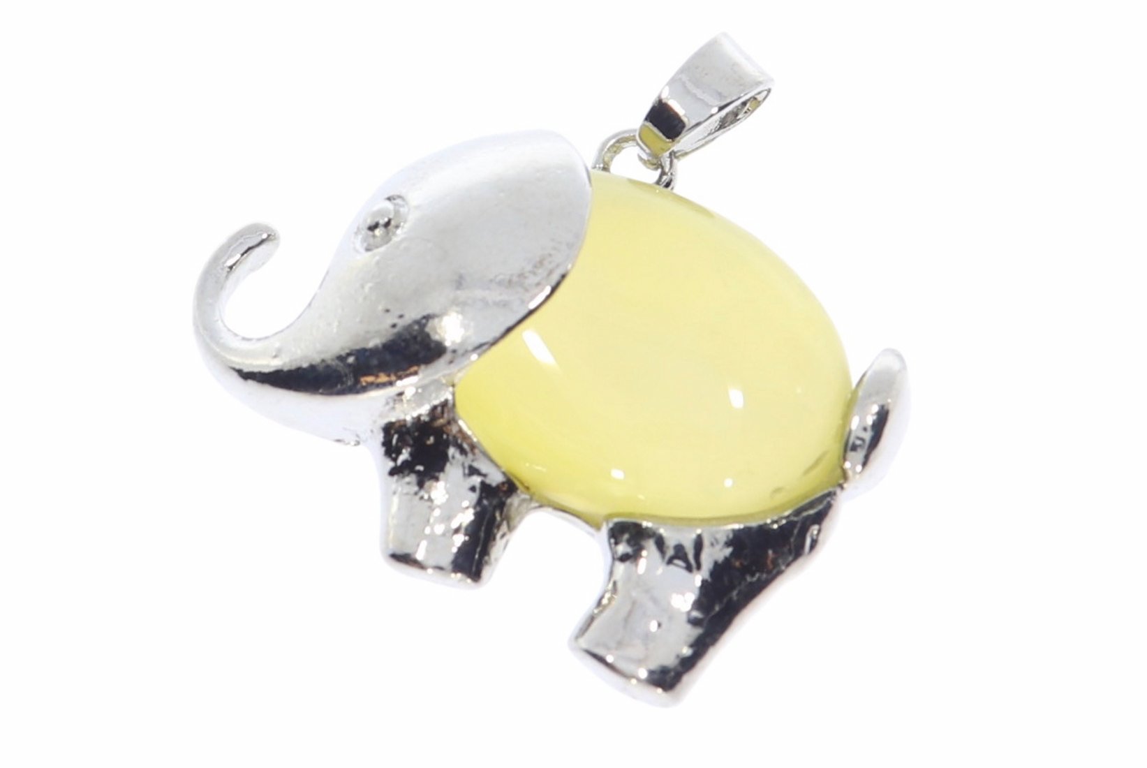 Opal glas Elefant Schmuck Anhänger mit Öse silber farben 38x30mm  HS533