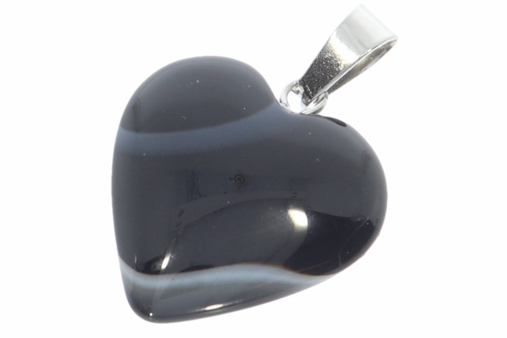 Achat schwarz Herz Schmuck Anhänger mit Silber farbene öse 20x20mm - HS1661