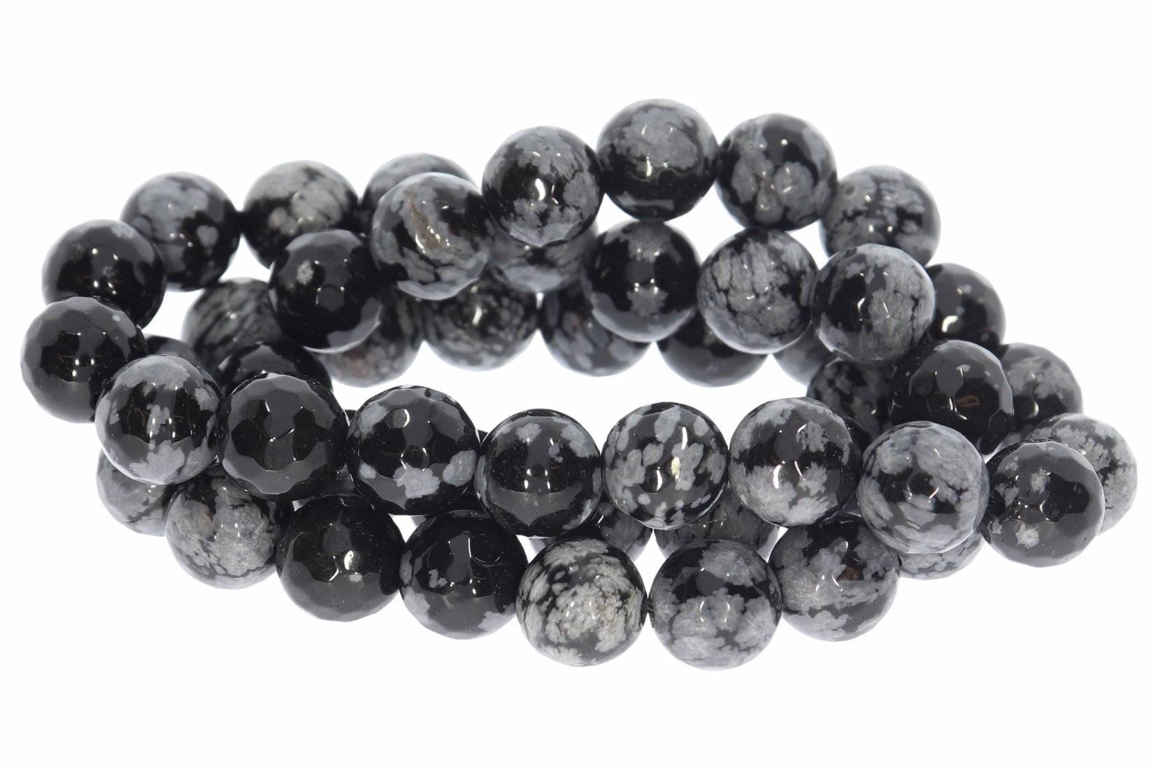 8S140 - Schneeflocken Obsidian facettiert 8mm Strang Mineralien Edelstein