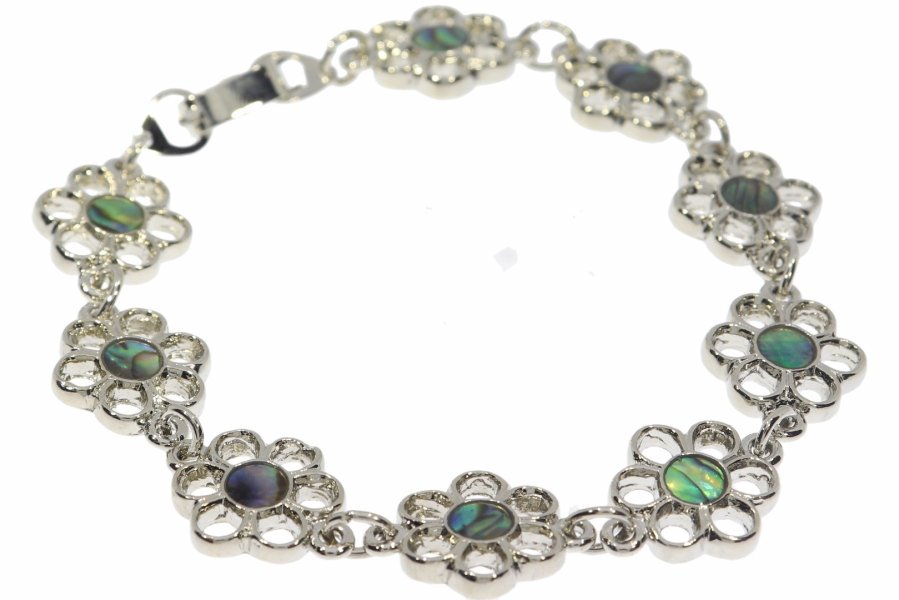 Ocean Jewels - Paua Muschel Blume Armband Schmuck mit Schließe PM104