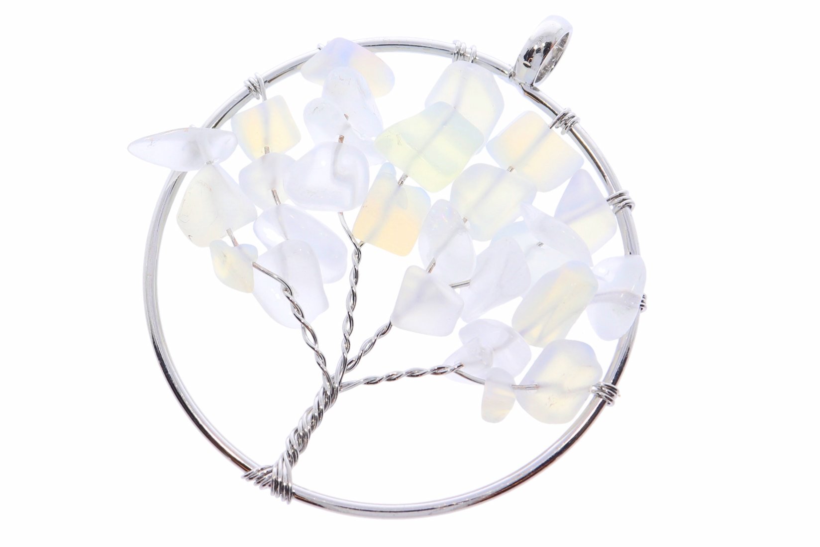 Opal Glas Baum des Lebens Lebensbaum Anhänger silber farben A264A