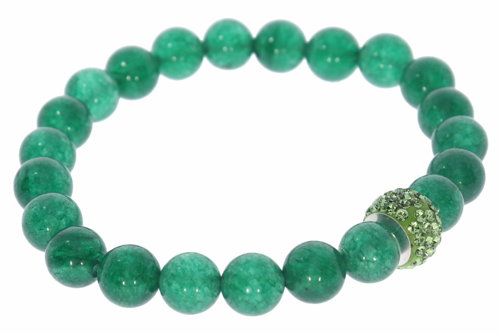 Achat grün Kugel Stretch Armband Strass grün - individuelle Größe AB560