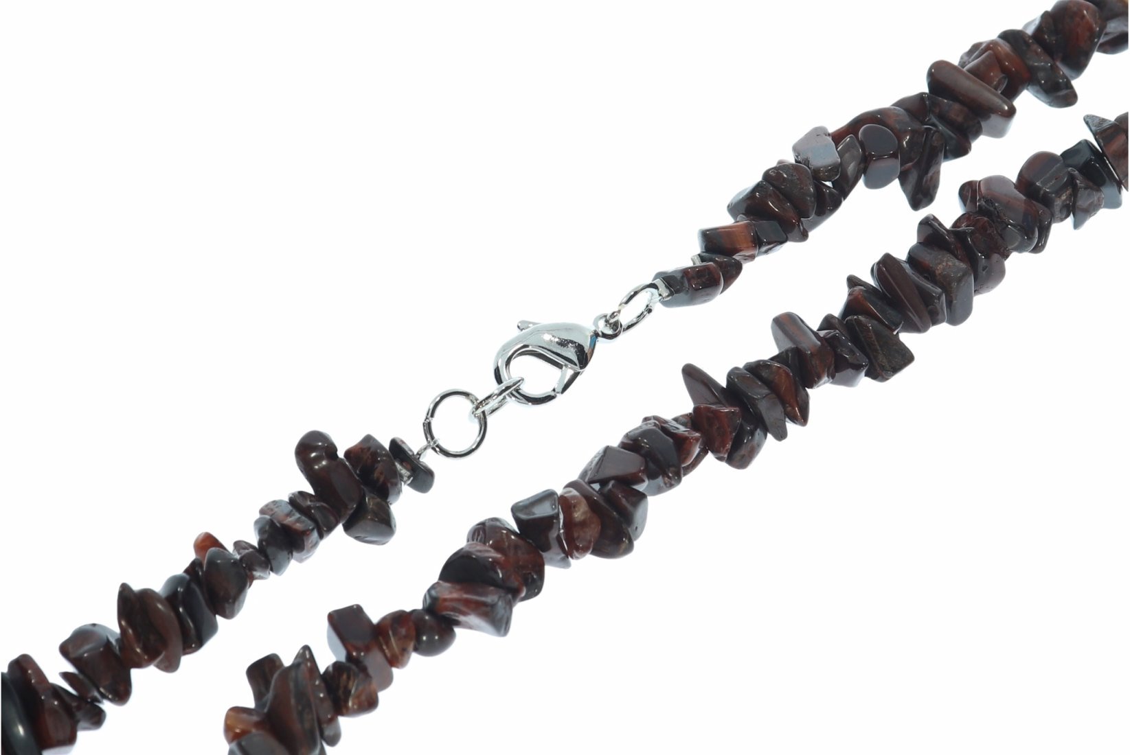 Tigerauge rot Splitter Schmuck Halskette Halsband Karabiner Silber 45cm SP1094