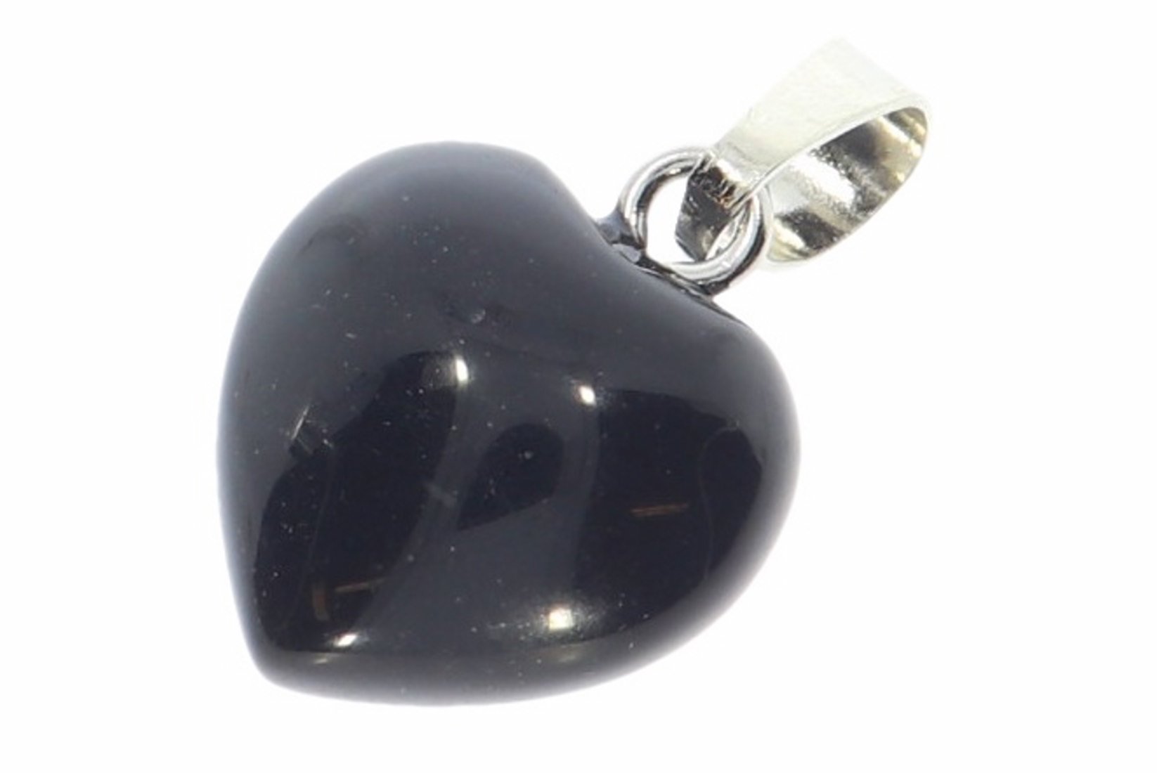 Obsidian schwarz Herz Schmuck Anhänger mit Silber farbene öse 15x15mm - HS703