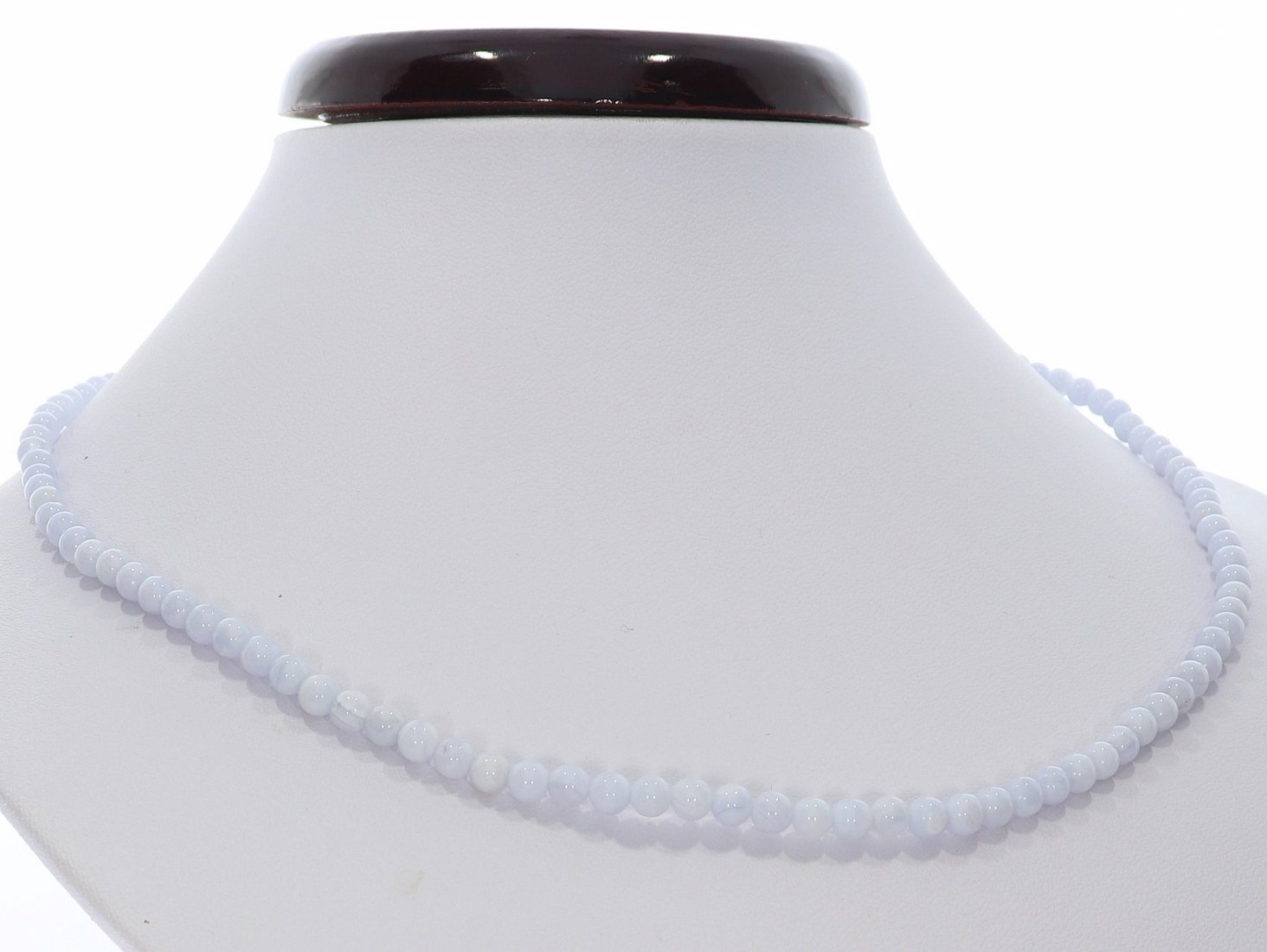 Chalcedon Sprache Kugel Halskette silber farben 4mm/ 46cm KK235