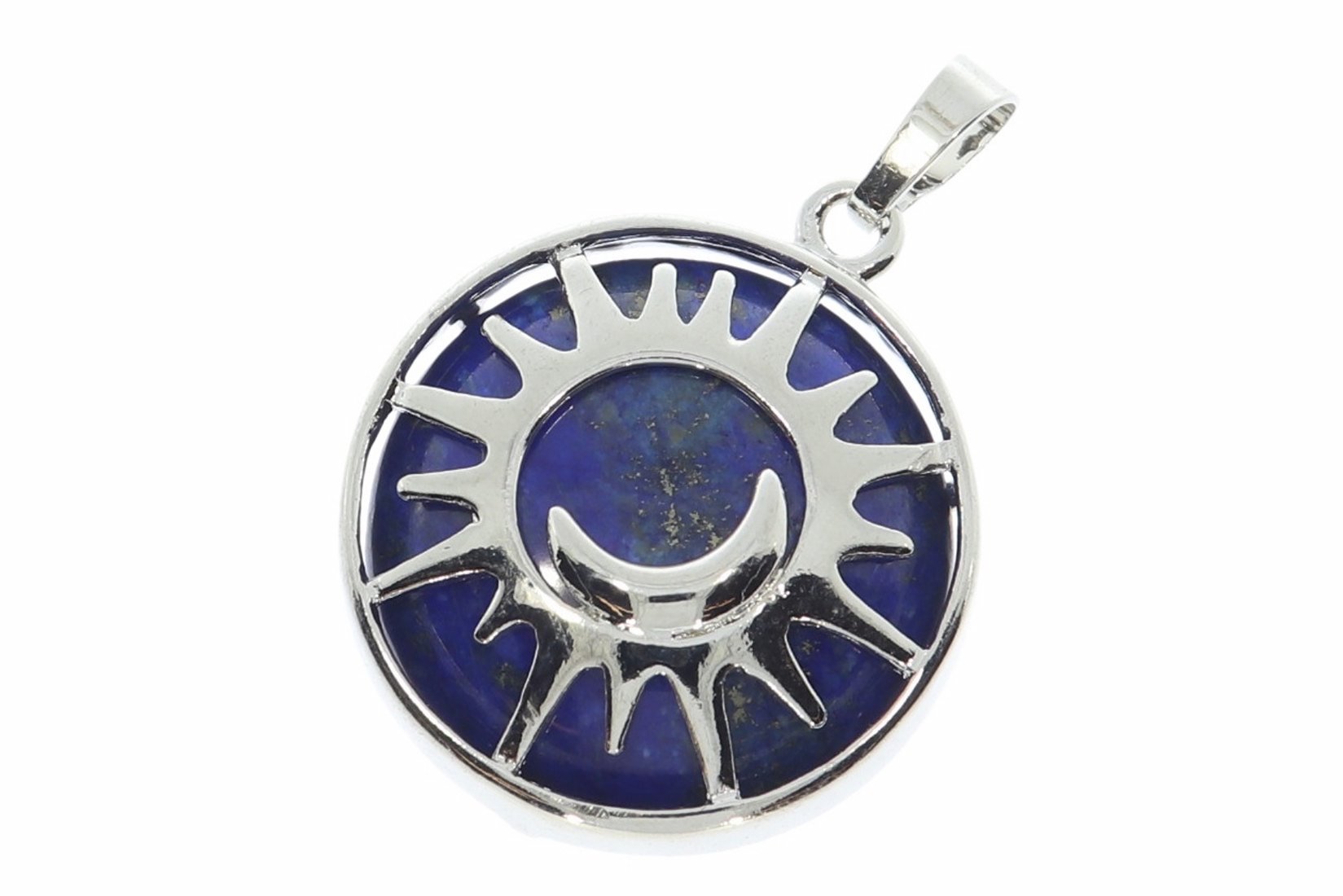 Lapis Lazuli mit Sonne und Mond  - Schmuck Anhänger Silber farben HS750