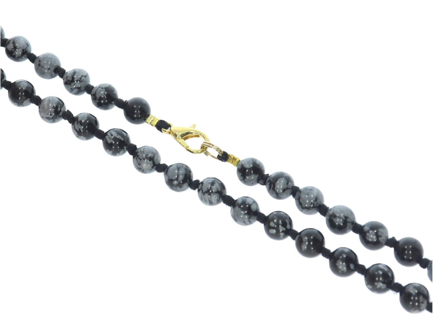 Schneeflocken Obsidian Kugel Edelstein Schmuck Halskette gold farben 6mm/ 45cm KK227