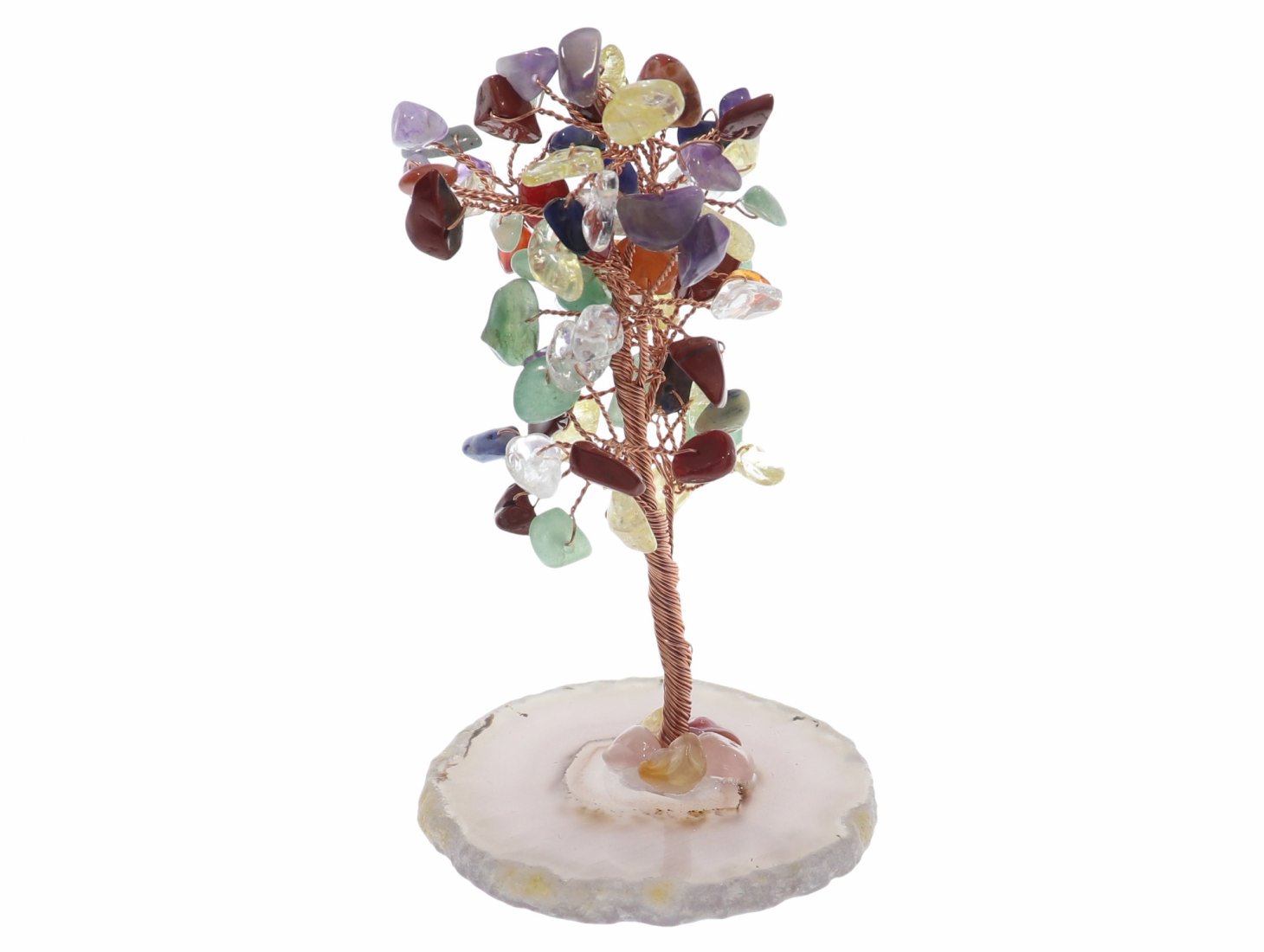 Unikat - Multicolor Baum mit Edelstein Splittern und Achat Scheibe Dekoration 41699