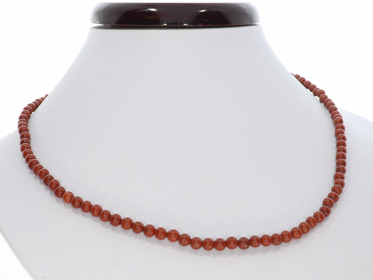 Jaspis rot Kugel Halskette silber farben 4mm/ 45-48cm Kettenverlängerung KK238
