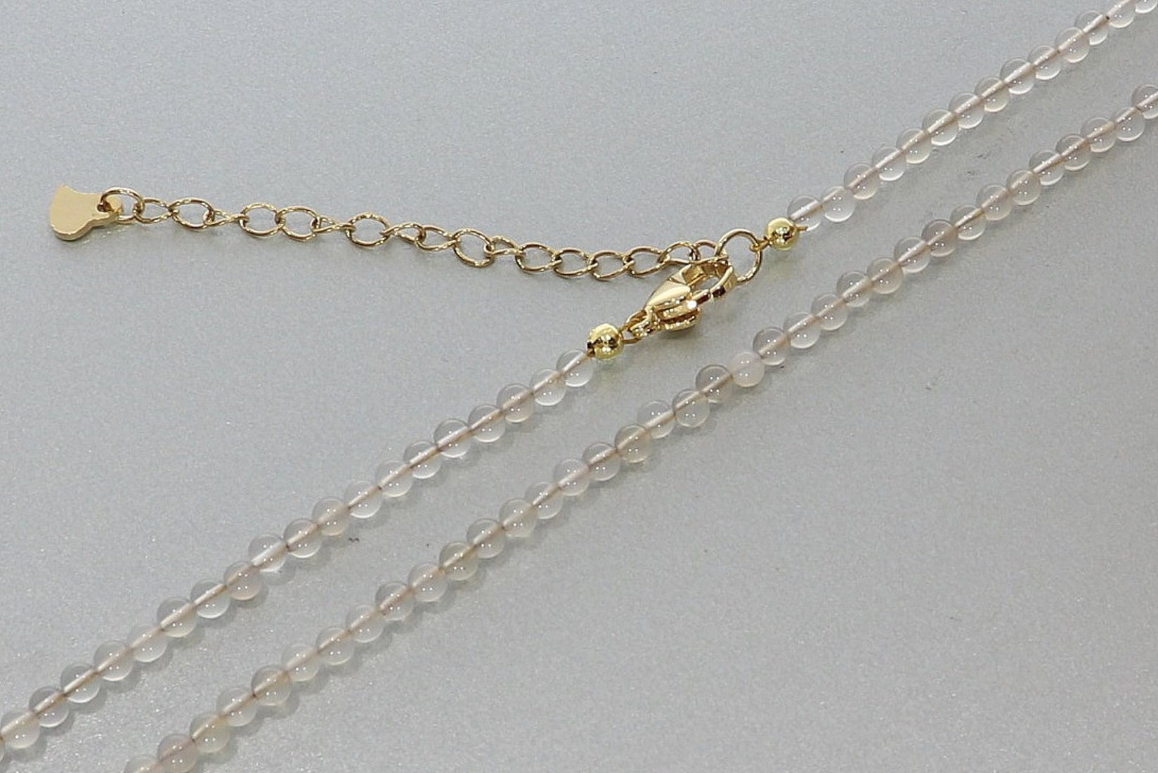 Achat grau Kugel Halskette Gold farben 3mm - 40-45cm Kettenverlängerer KK328