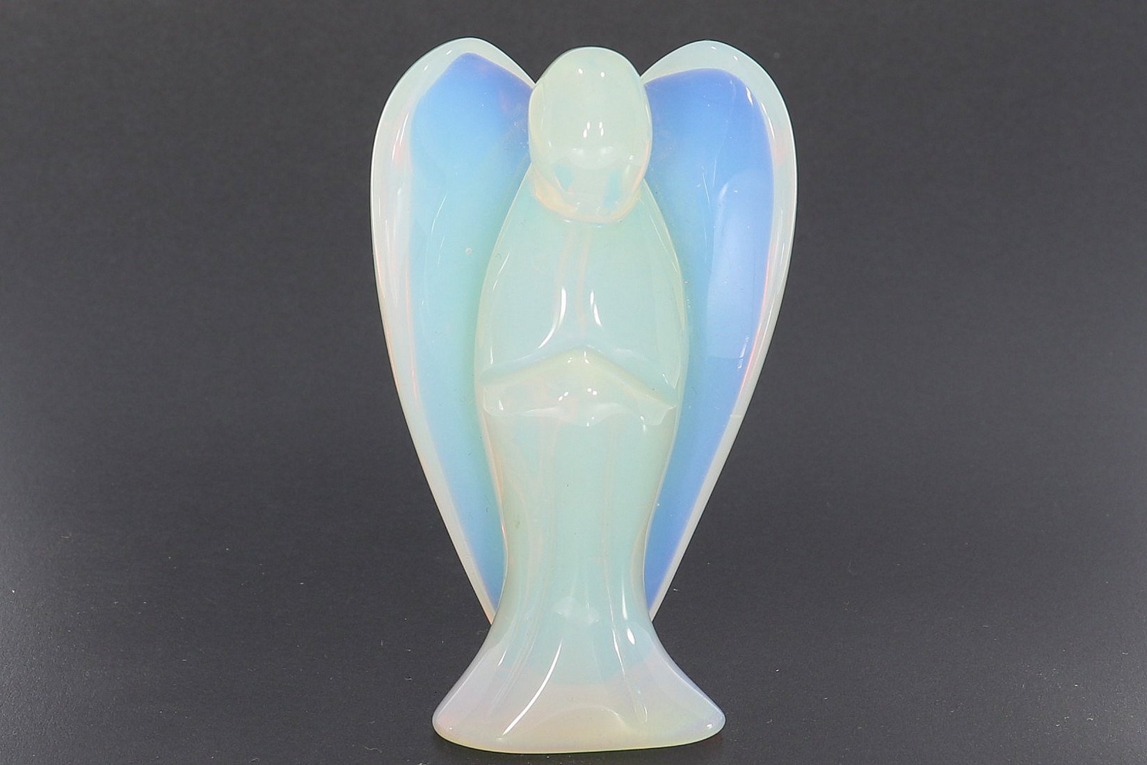 Unikat Schutzengel Engel Gravur Statue Opal glas opalith 75mm - 39864