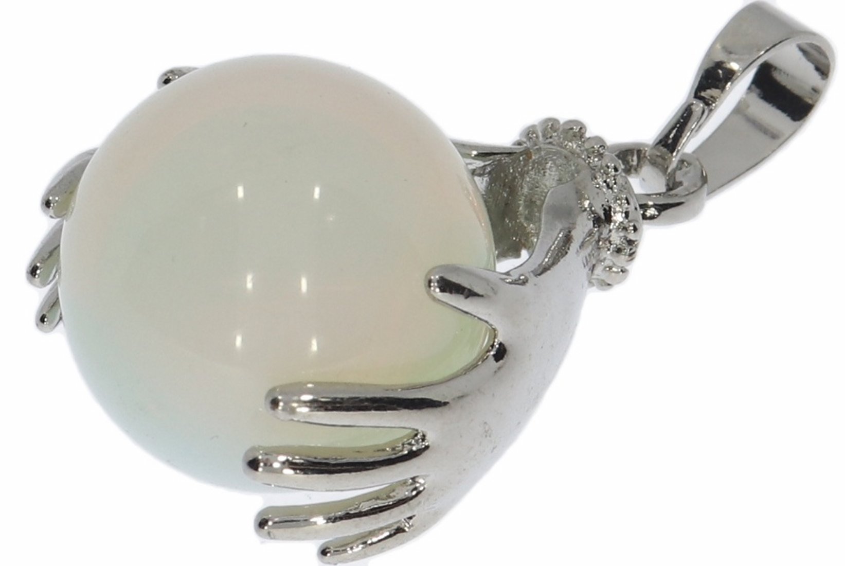 Opal Glas Lucky Hand groß Schmuck Edelstein Anhänger  silber & Öse - HS1063