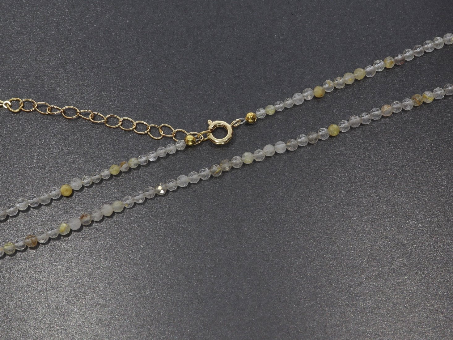 Rutil Kugel Halskette facettiert Gold farben 3mm - 44-50cm Kettenverlängerer KK350