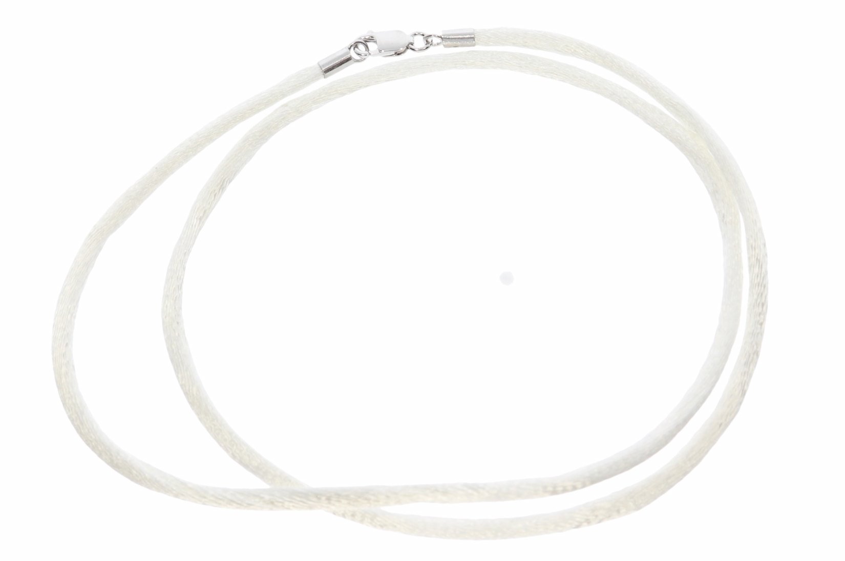 Seidenband Halsband 3mm & 925er Sterling Silber Karabiner - Farbe Weiss A256P