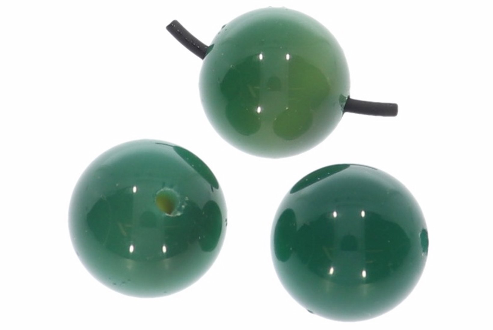 Achat grün einfarbig Kugel Schmuck Anhänger inkl. Lederband 20mm gebohrt - 20G150